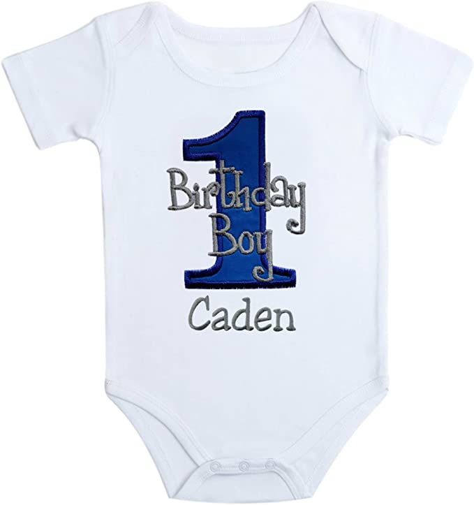 Embroidered Tie Bodysuit Romper for Baby Boys - Personalized with