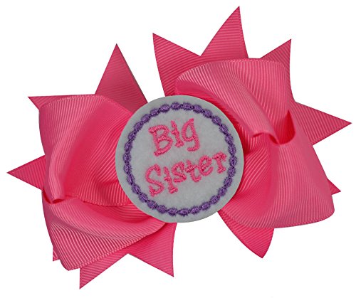 Big Sister Embroidered Applique Hair Bow