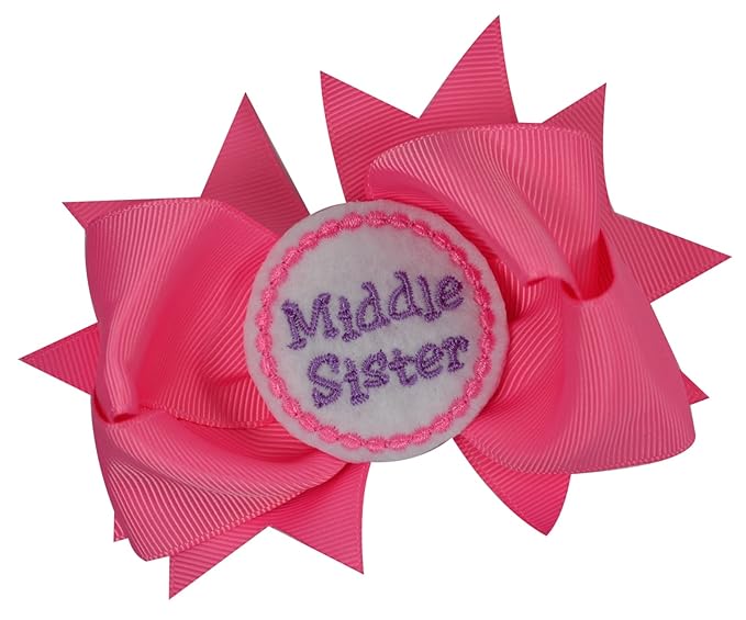 Middle Sister Embroidered Applique Hair Bow