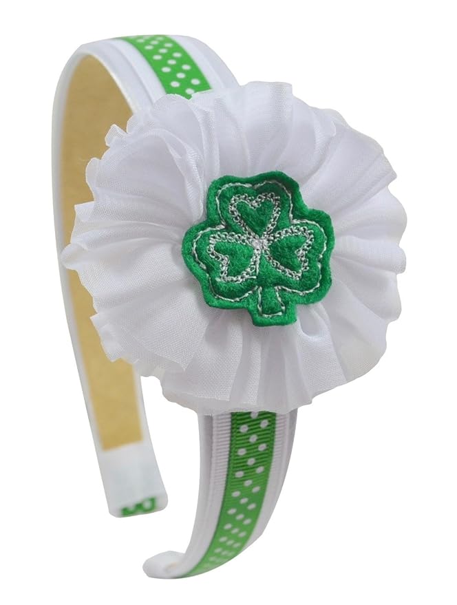 Embroidered Shamrock Arch Ribbon Wrapped Satin Headband