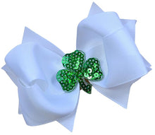 Load image into Gallery viewer, Sequin Shamrock St. Patrick&#39;s Day Hair Bow
