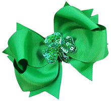 Load image into Gallery viewer, Sequin Shamrock St. Patrick&#39;s Day Hair Bow
