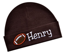 Load image into Gallery viewer, Personalized Baby BOY Cotton FOOTBALL Hat with Custom Name
