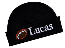 Load image into Gallery viewer, Personalized Baby BOY Cotton FOOTBALL Hat with Custom Name
