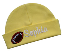 Load image into Gallery viewer, Personalized Baby BOY Cotton FOOTBALL Hat with Custom Name
