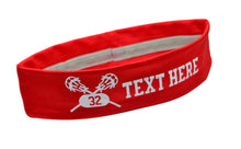 Load image into Gallery viewer, No Slip Lacrosse Headband with Custom Name and Number in Sparkling GLITTER Text
